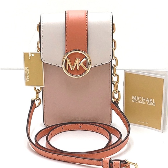 MICHAEL KORS Carmen Small Color-Block  Phone Crossbody Bag POWDER BLUSH MULTI - Picture 2 of 16